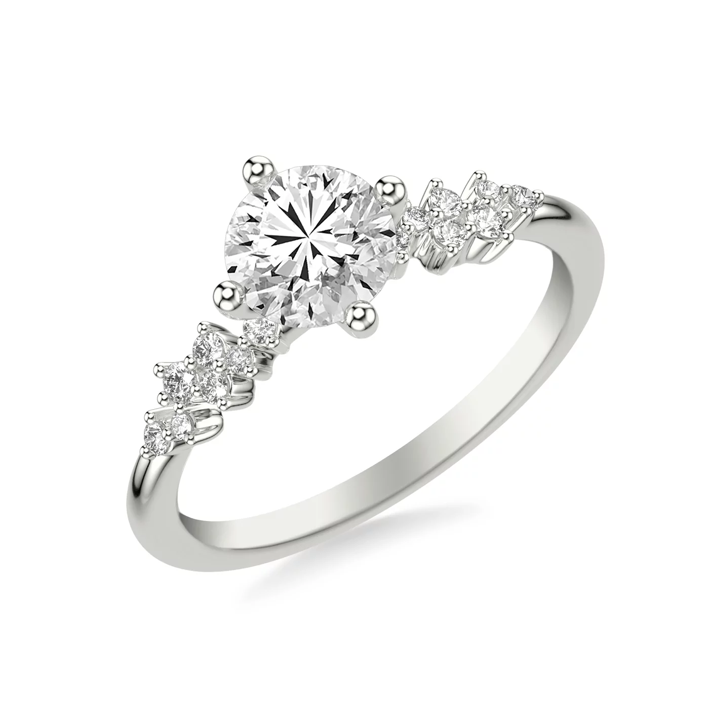 Brilliant Side Accents 18K White Gold Engagement Ring