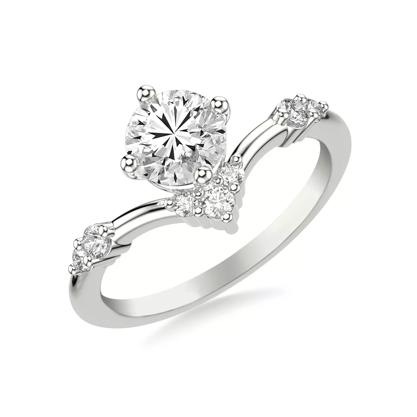 Brilliant Side Accents Platinum Engagement Ring