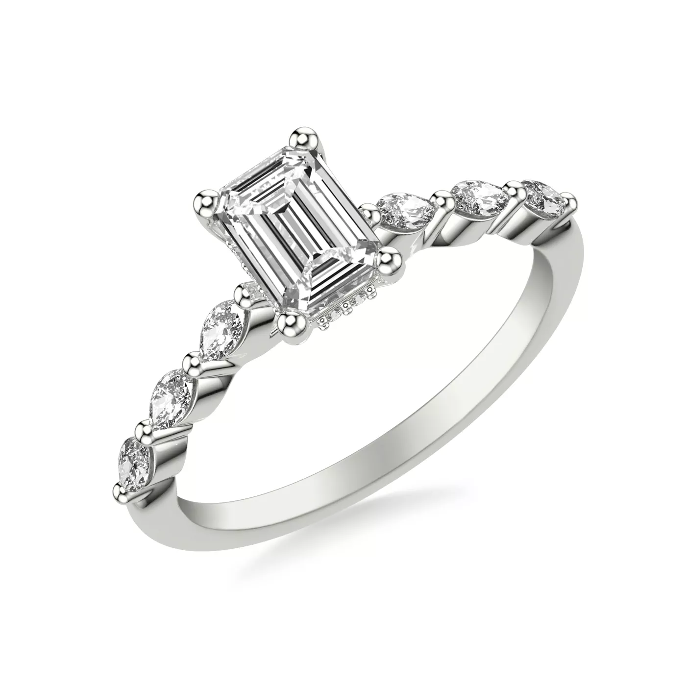 Secret Halo Sparkle 14K White Gold Engagement Ring