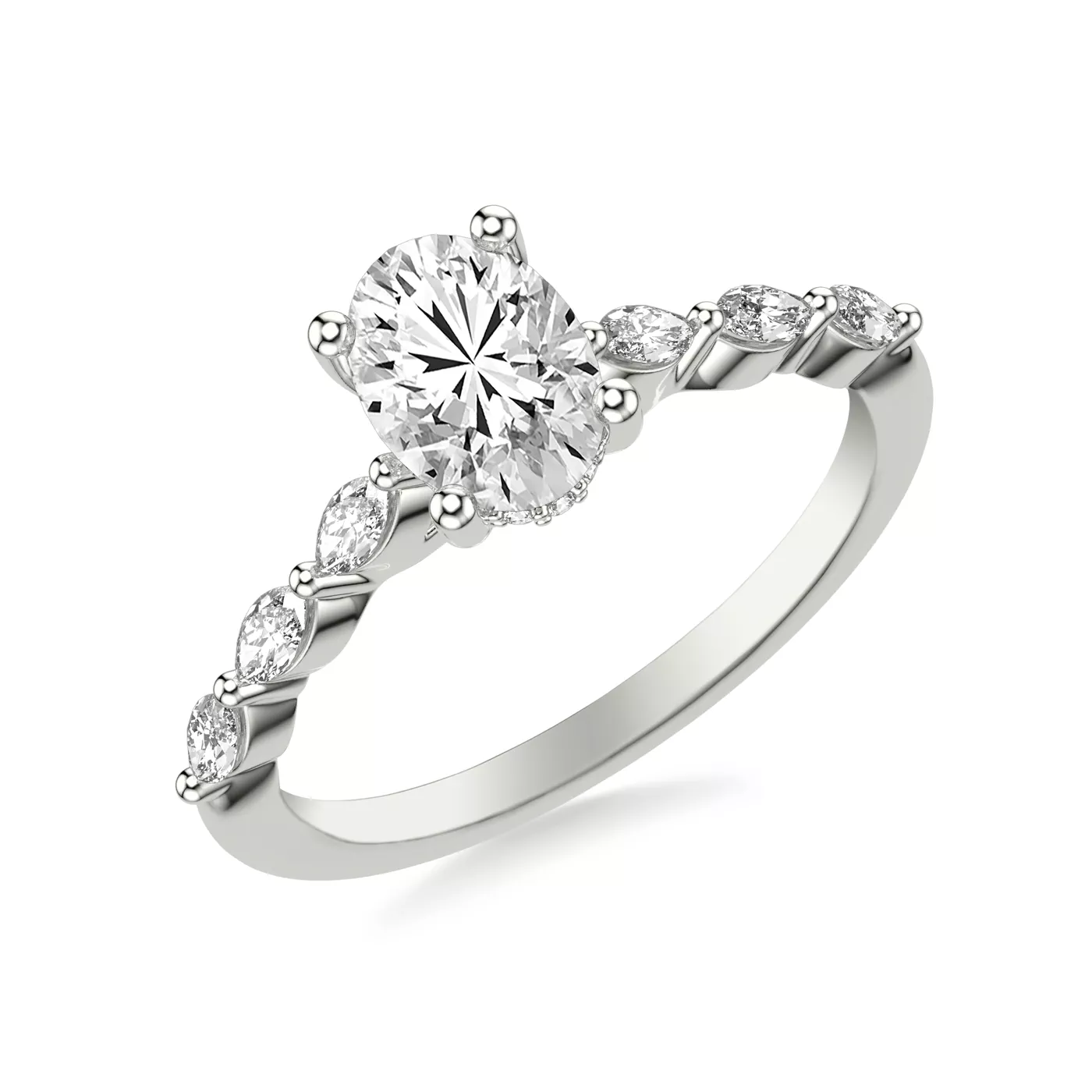 Secret Halo Sparkle 14K White Gold Engagement Ring