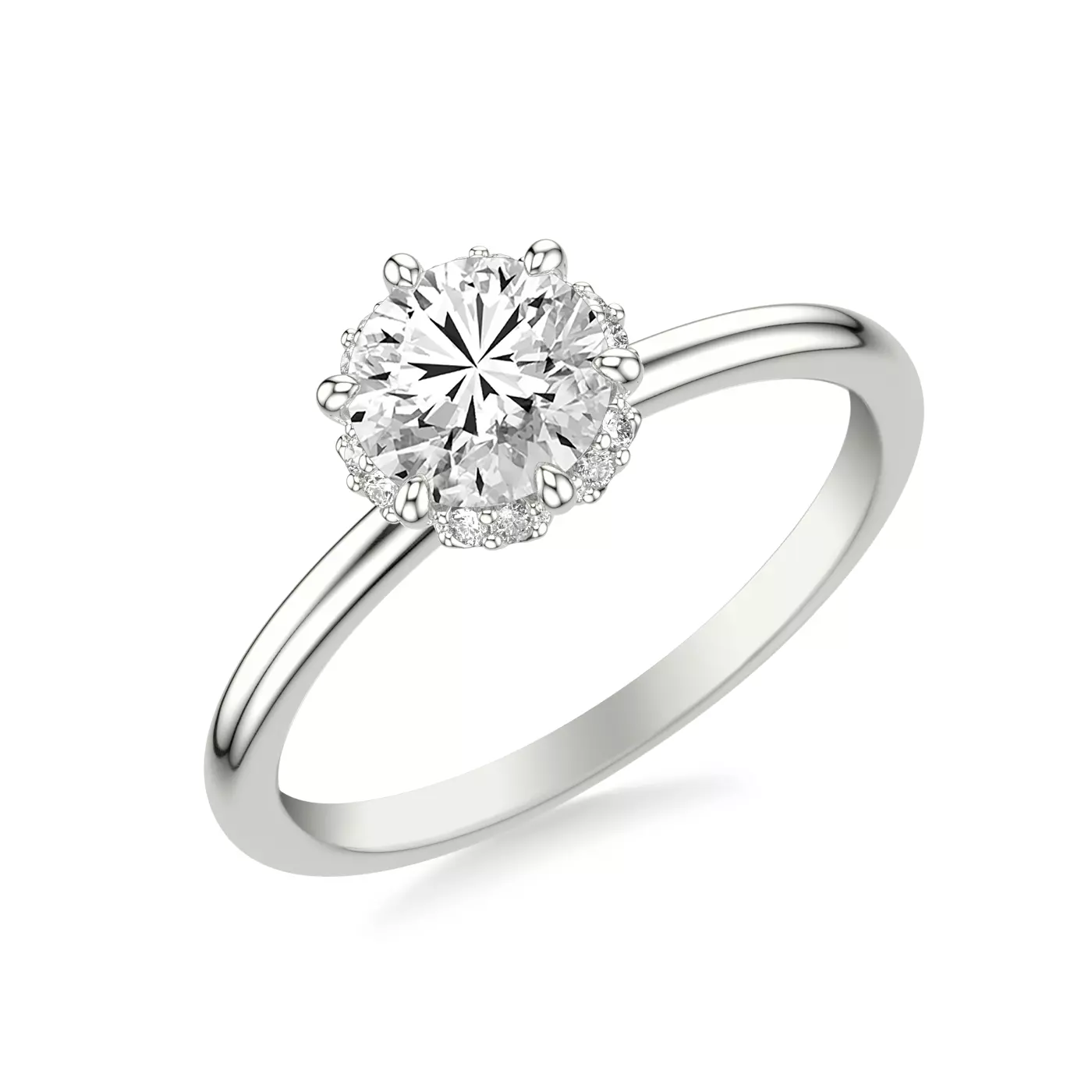 Radiant Halo Design 14K White Gold Engagement Ring