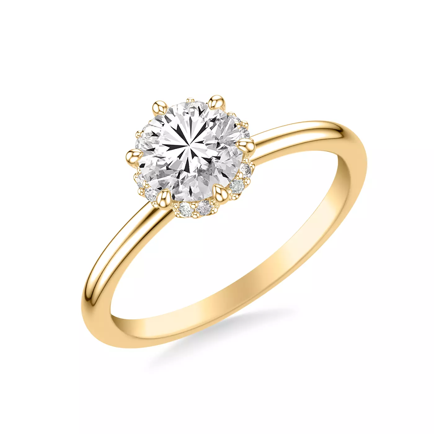 Radiant Halo Design 14K Yellow Gold Engagement Ring