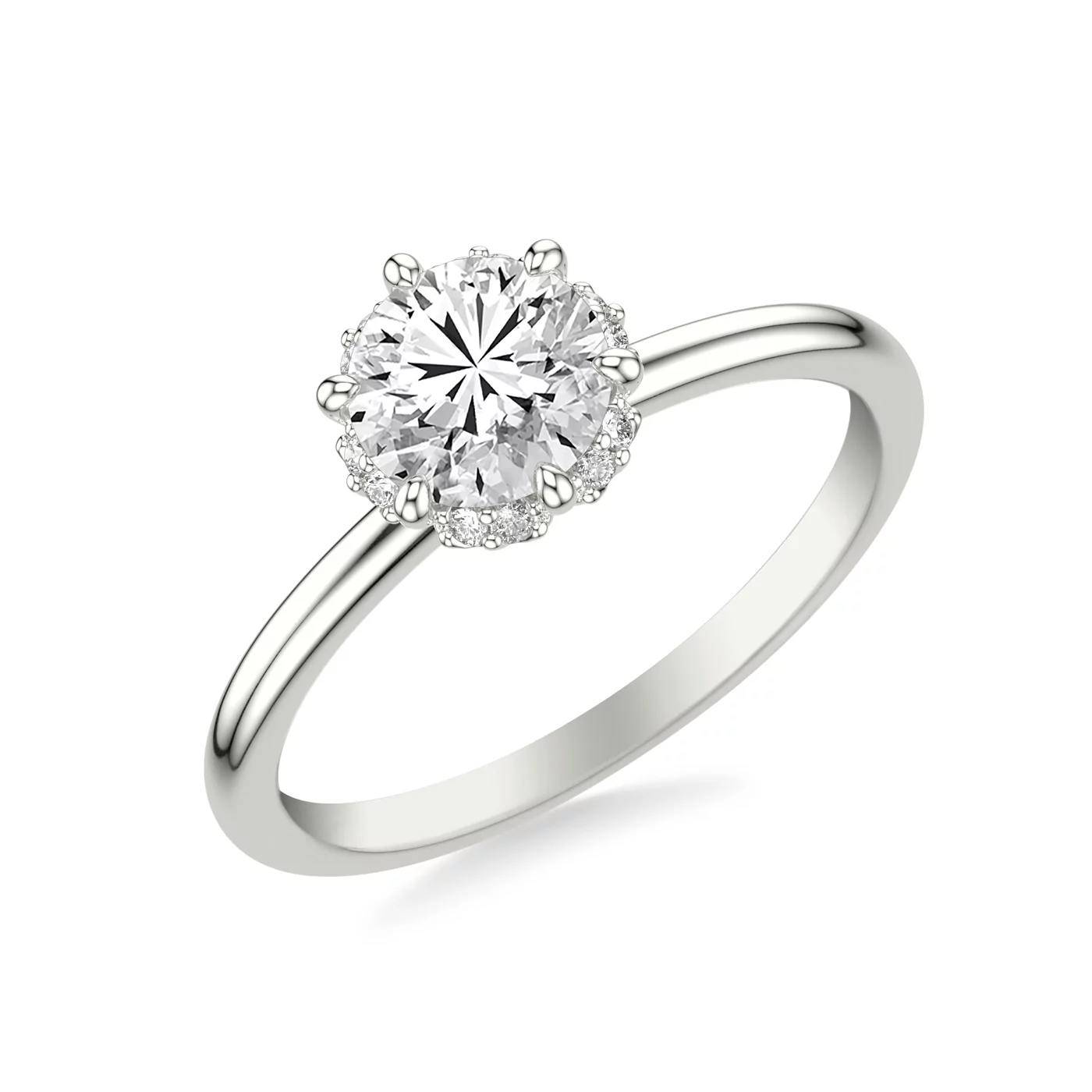 Radiant Halo Design 18K White Gold Engagement Ring