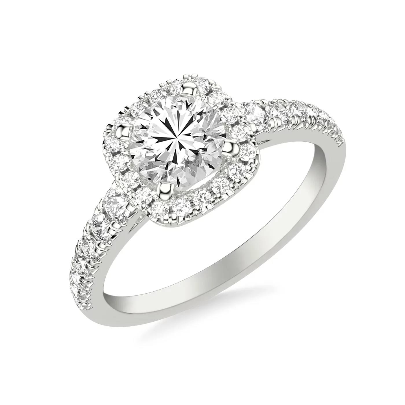 Radiant Halo Frame 14K White Gold Engagement Ring