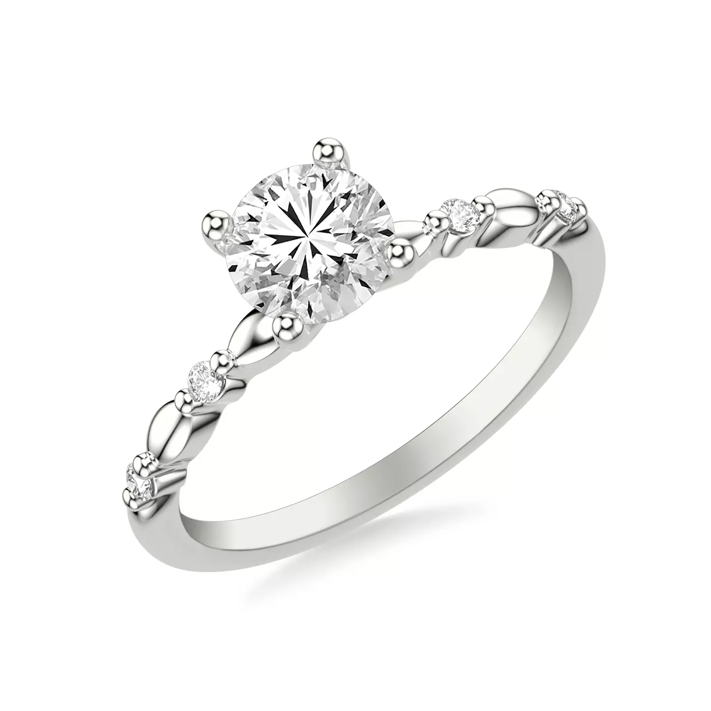 Brilliant Side Accents 14K White Gold Engagement Ring