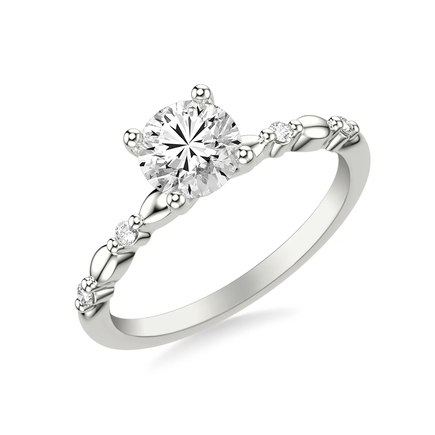 Brilliant Side Accents 18K White Gold Engagement Ring