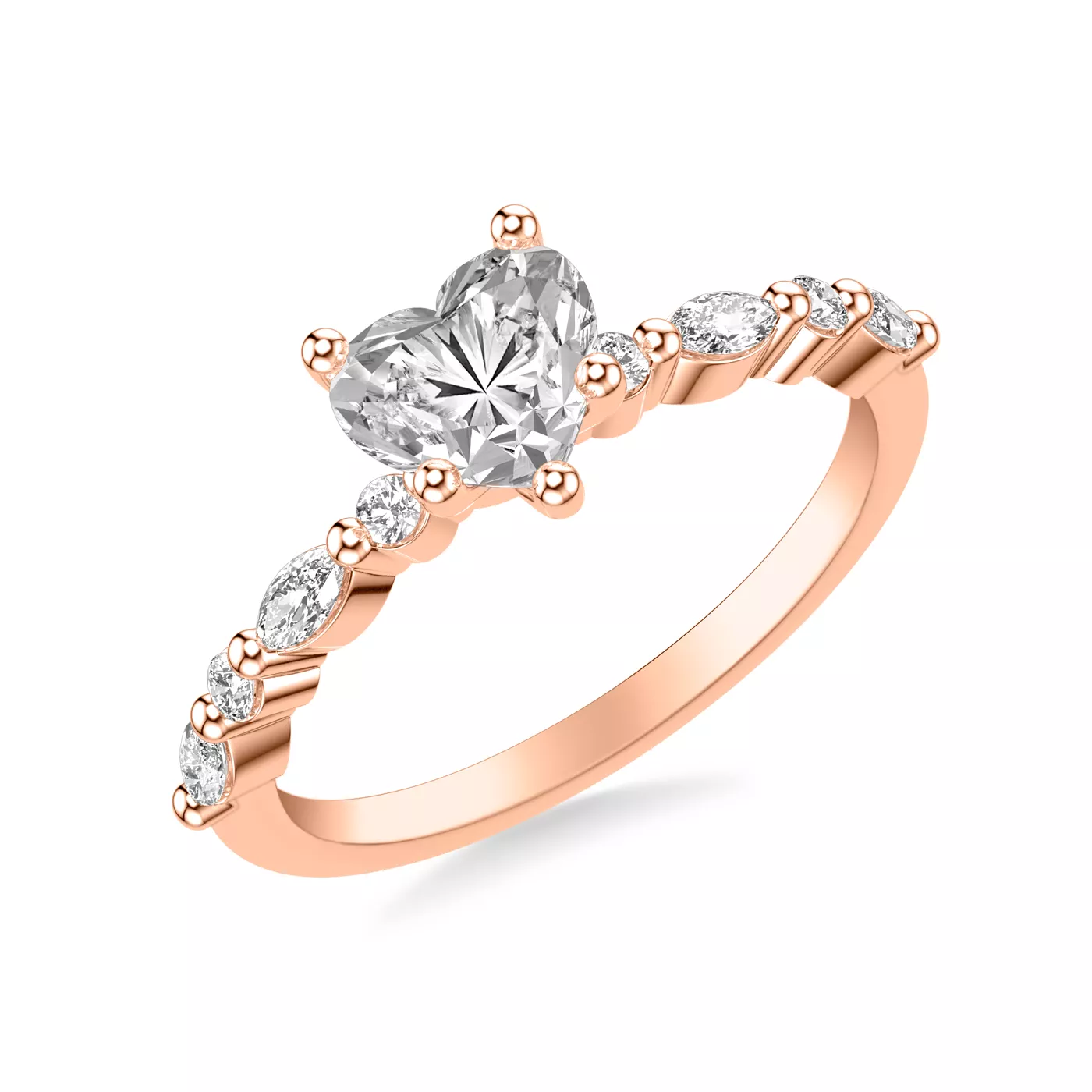 Mixed-Cut Shoulders 14K Rose Gold Engagement Ring