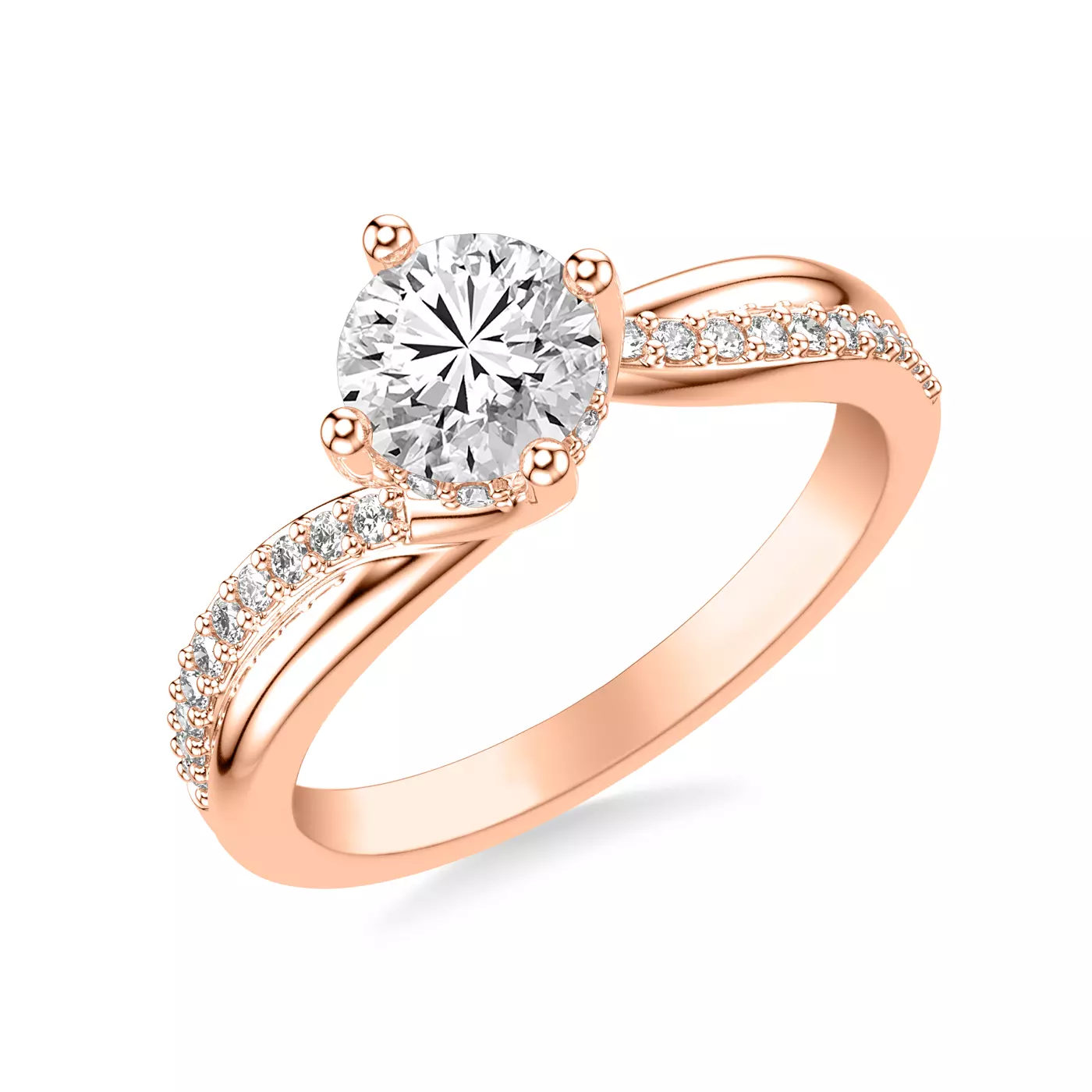 Interwoven Detailing 14K Rose Gold Engagement Ring