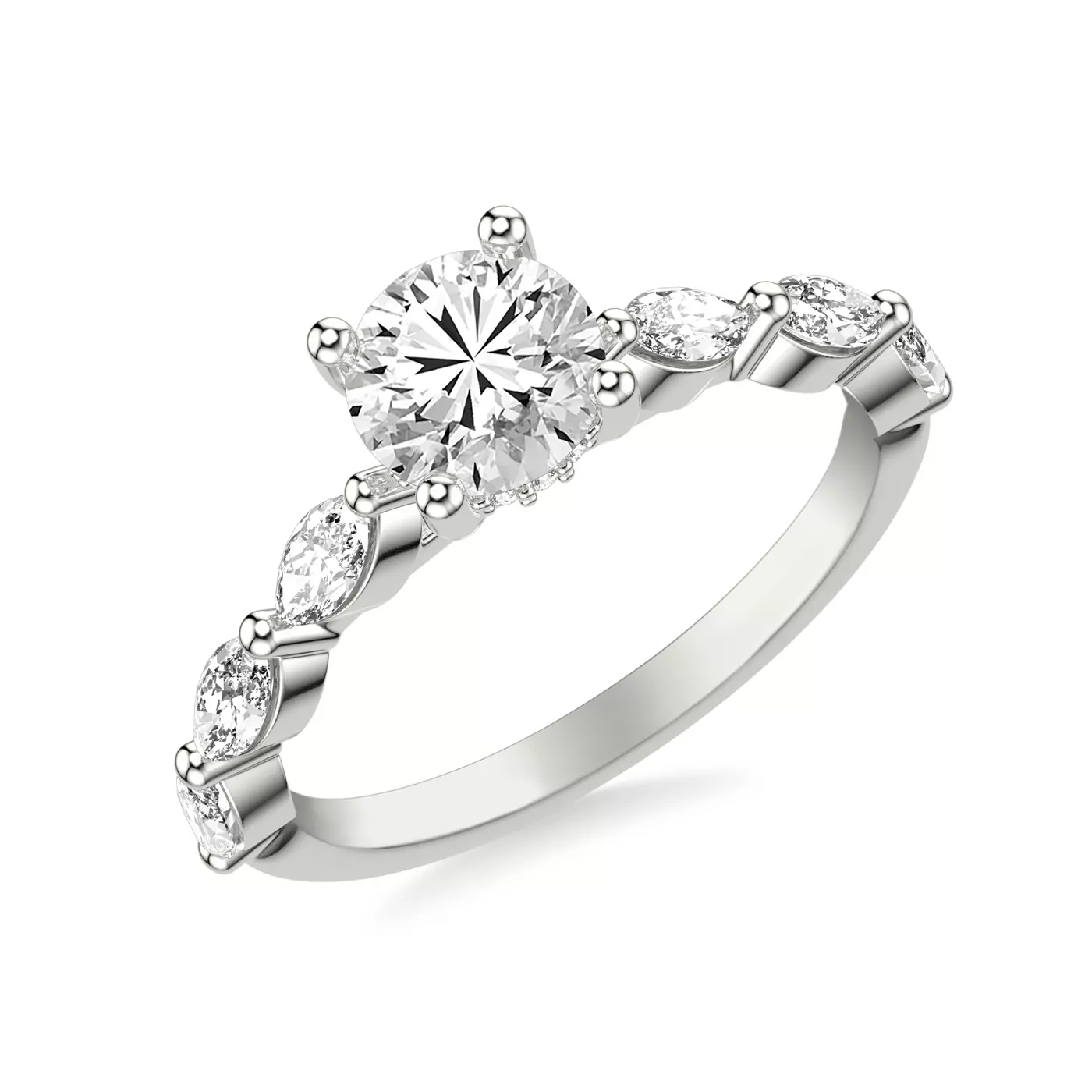Hidden Halo Sparkle 14K White Gold Engagement Ring
