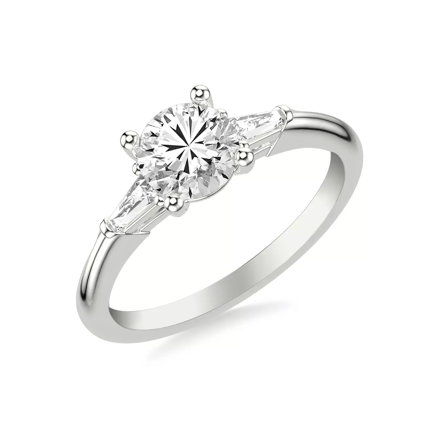 Sculpted Silhouette 14K White Gold Engagement Ring