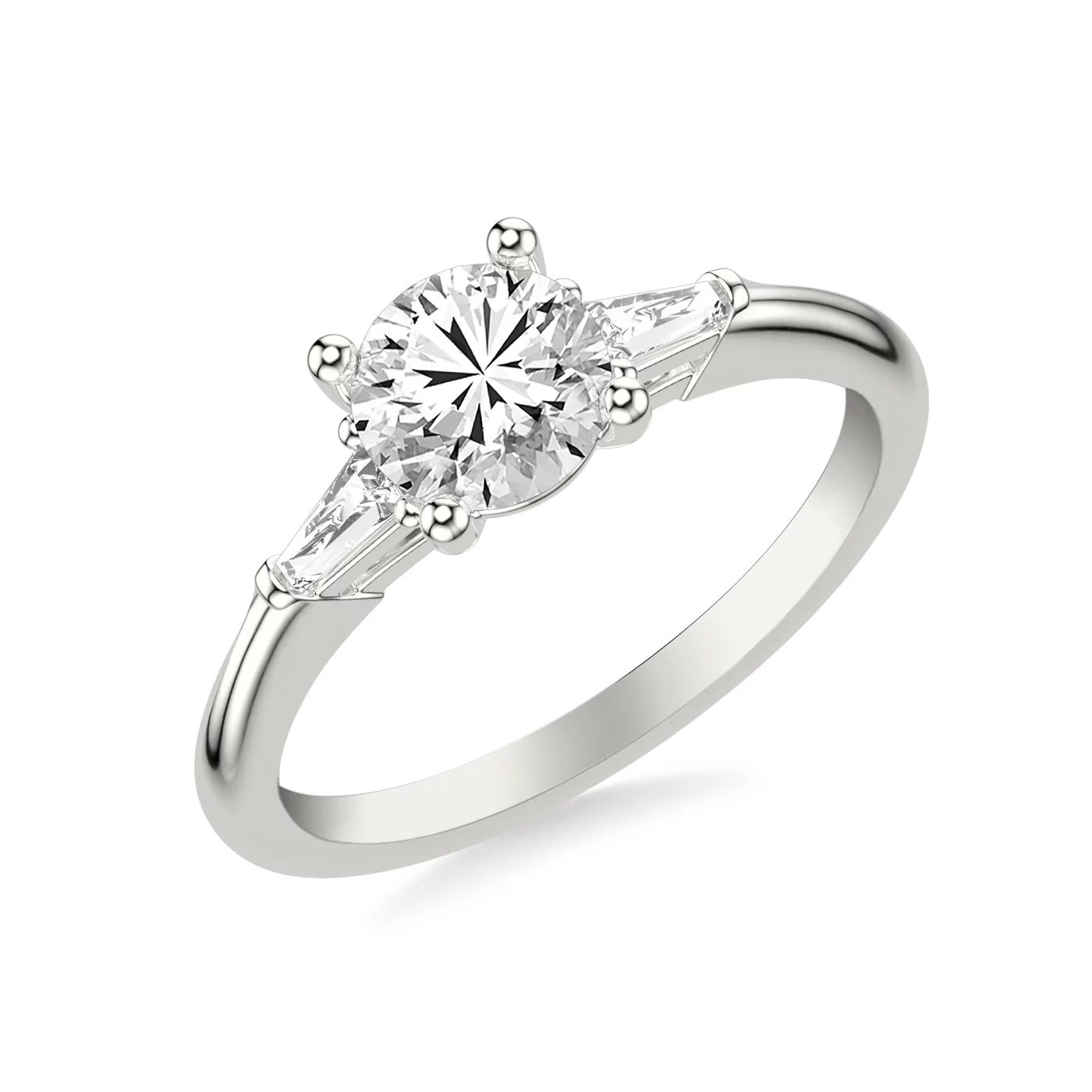 Sculpted Silhouette 18K White Gold Engagement Ring