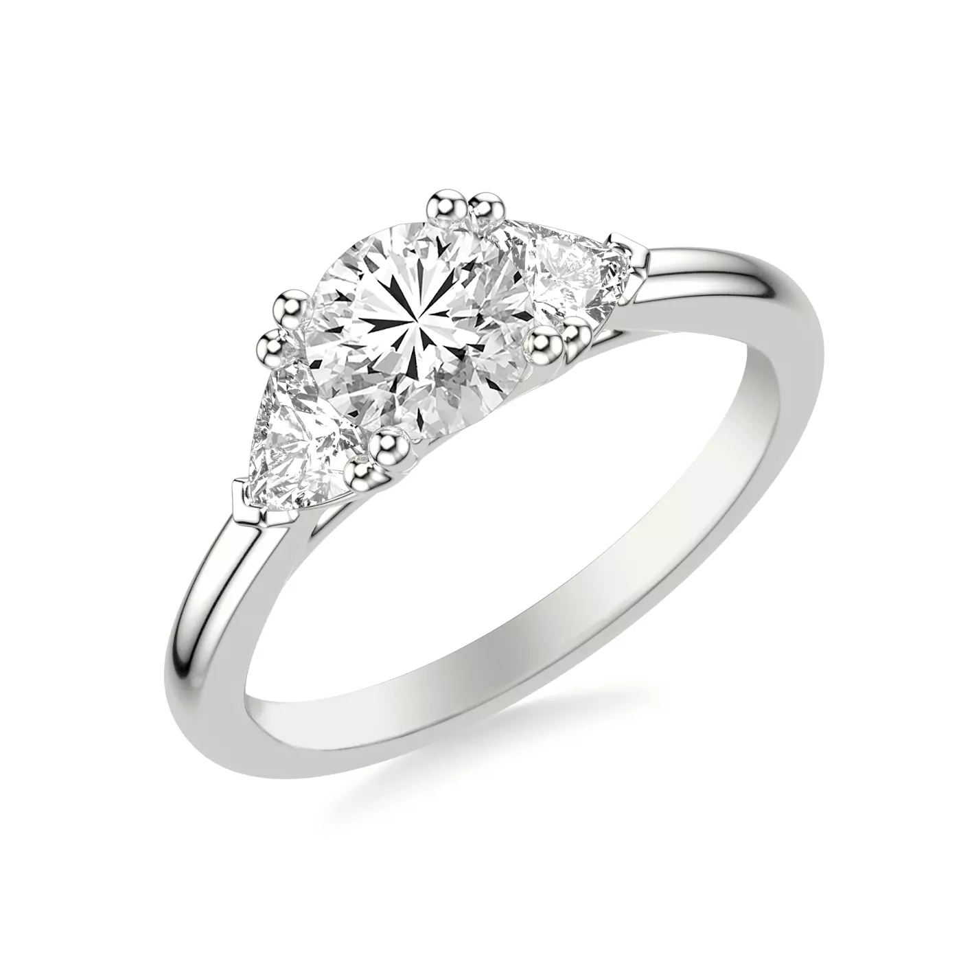 Three-Stone Symbolism 14K White Gold Engagement Ring