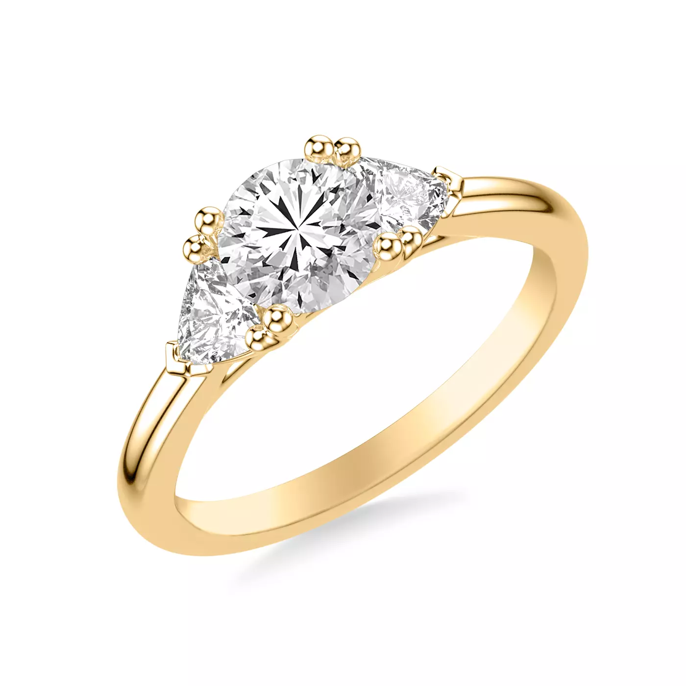 Three-Stone Symbolism 14K Yellow Gold Engagement Ring