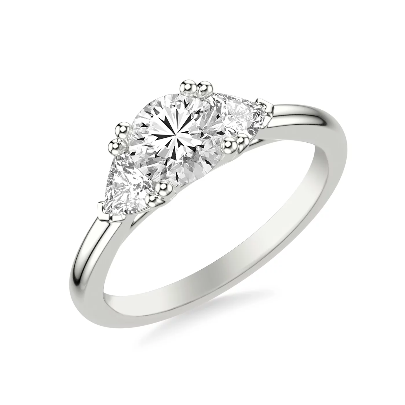 Three-Stone Symbolism 18K White Gold Engagement Ring