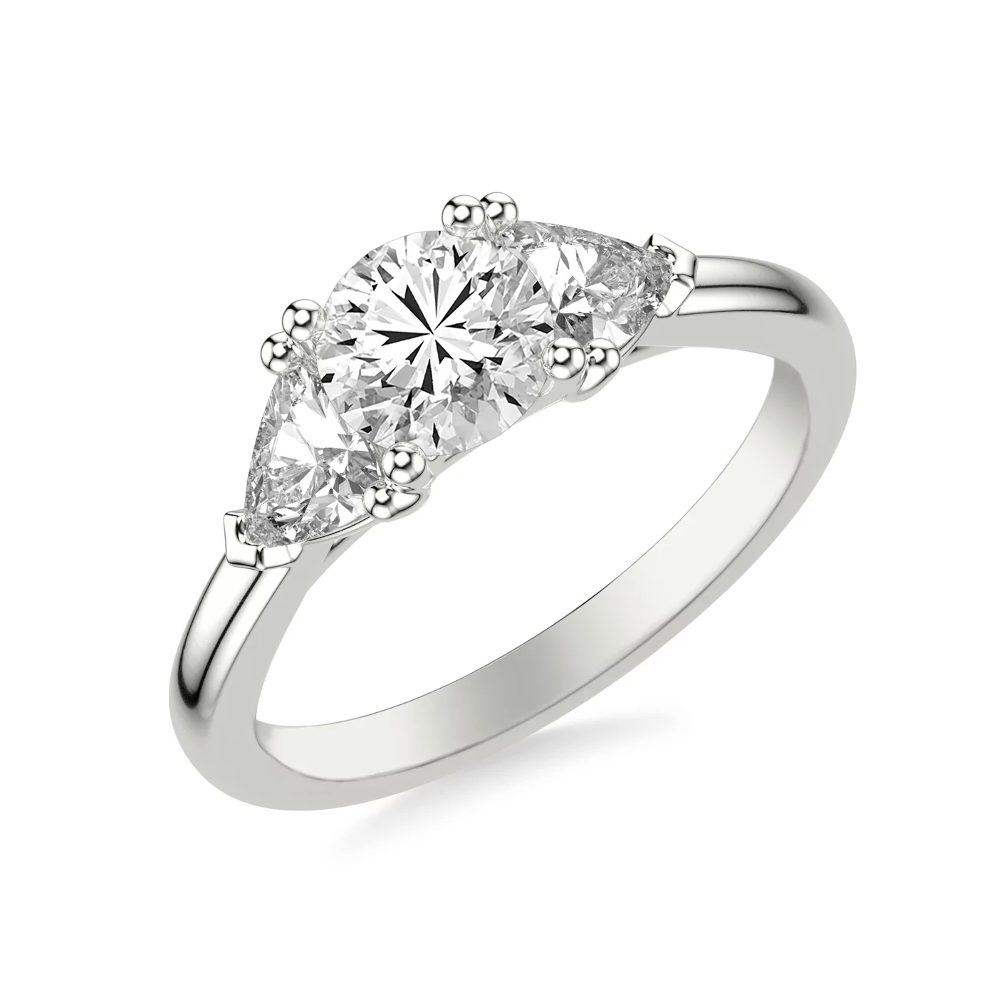 Three-Stone Symbolism 18K White Gold Engagement Ring