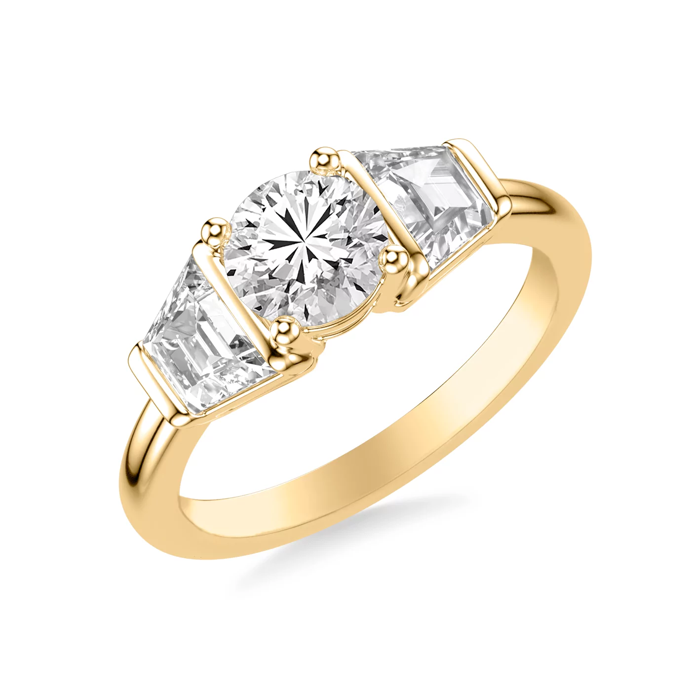 Meaningful Three-Stone Design 14K Yellow Gold Engagement Ring