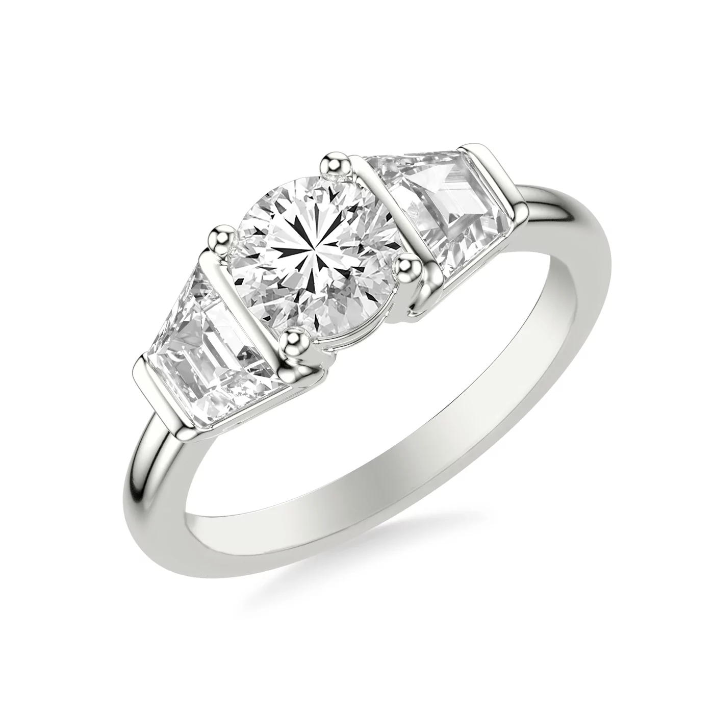 Meaningful Three-Stone Design 18K White Gold Engagement Ring