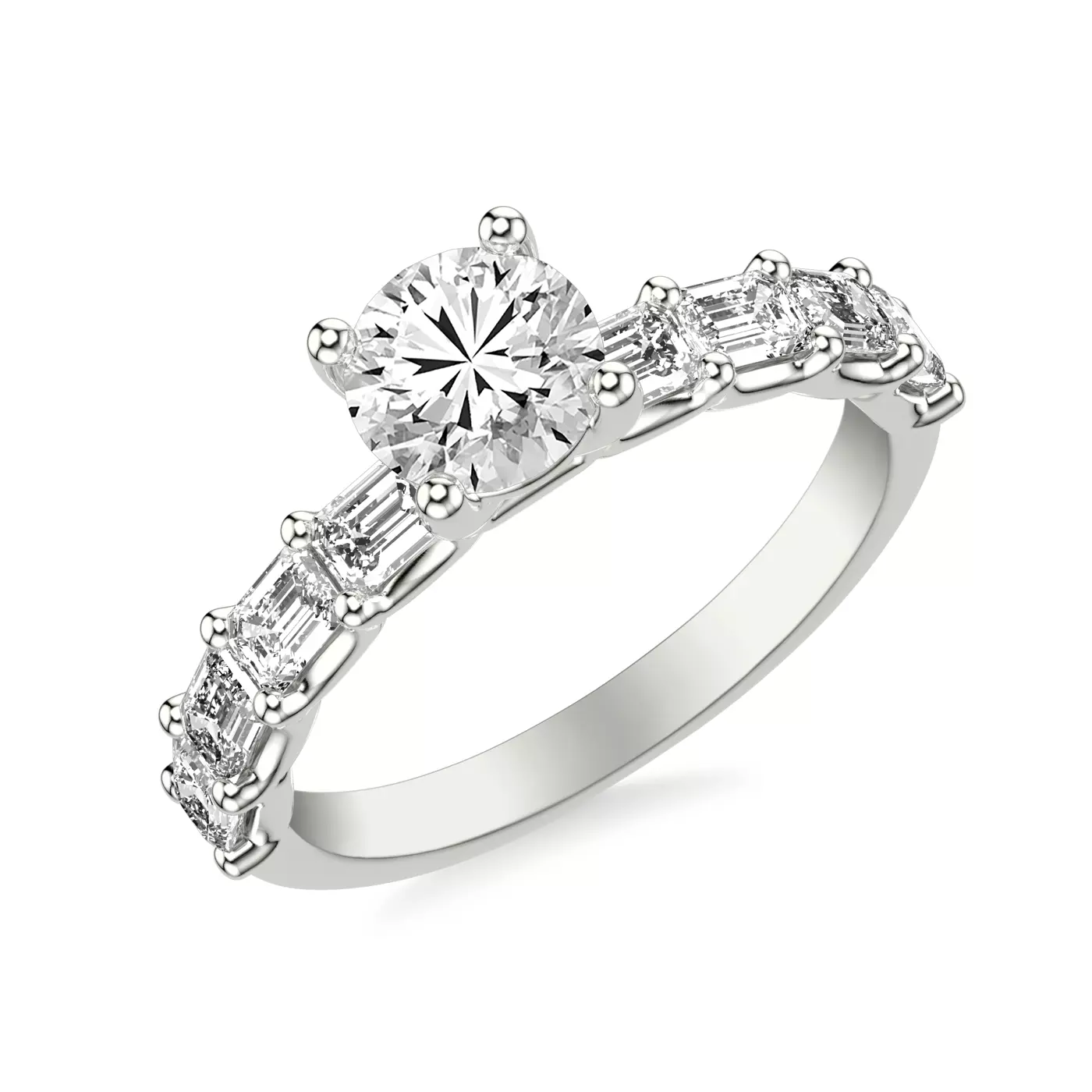 Emerald-Cut Sophistication 14K White Gold Engagement Ring