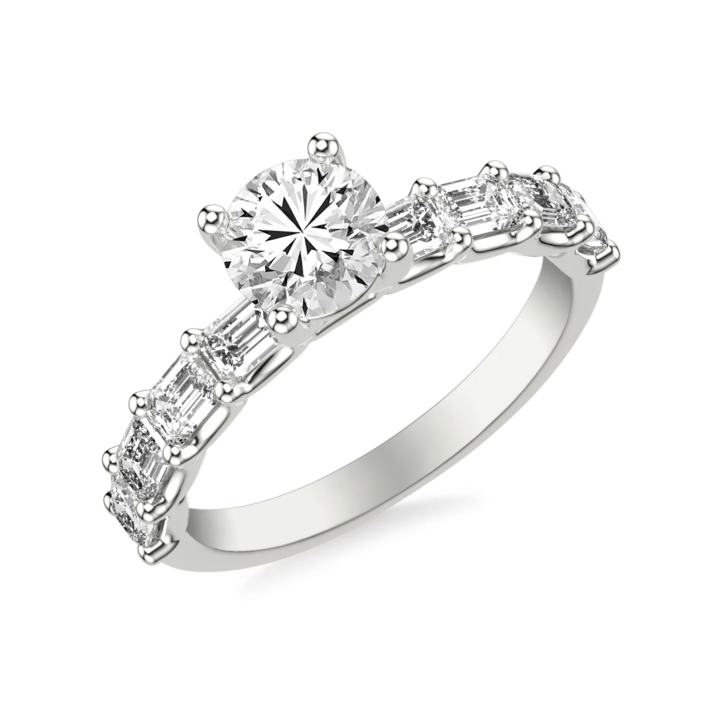 Emerald-Cut Sophistication 18K White Gold Engagement Ring