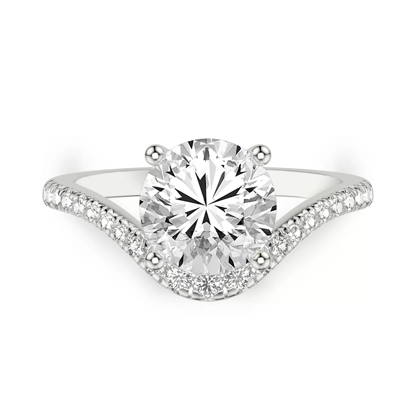 Hidden Halo Sparkle 14K White Gold Engagement Ring
