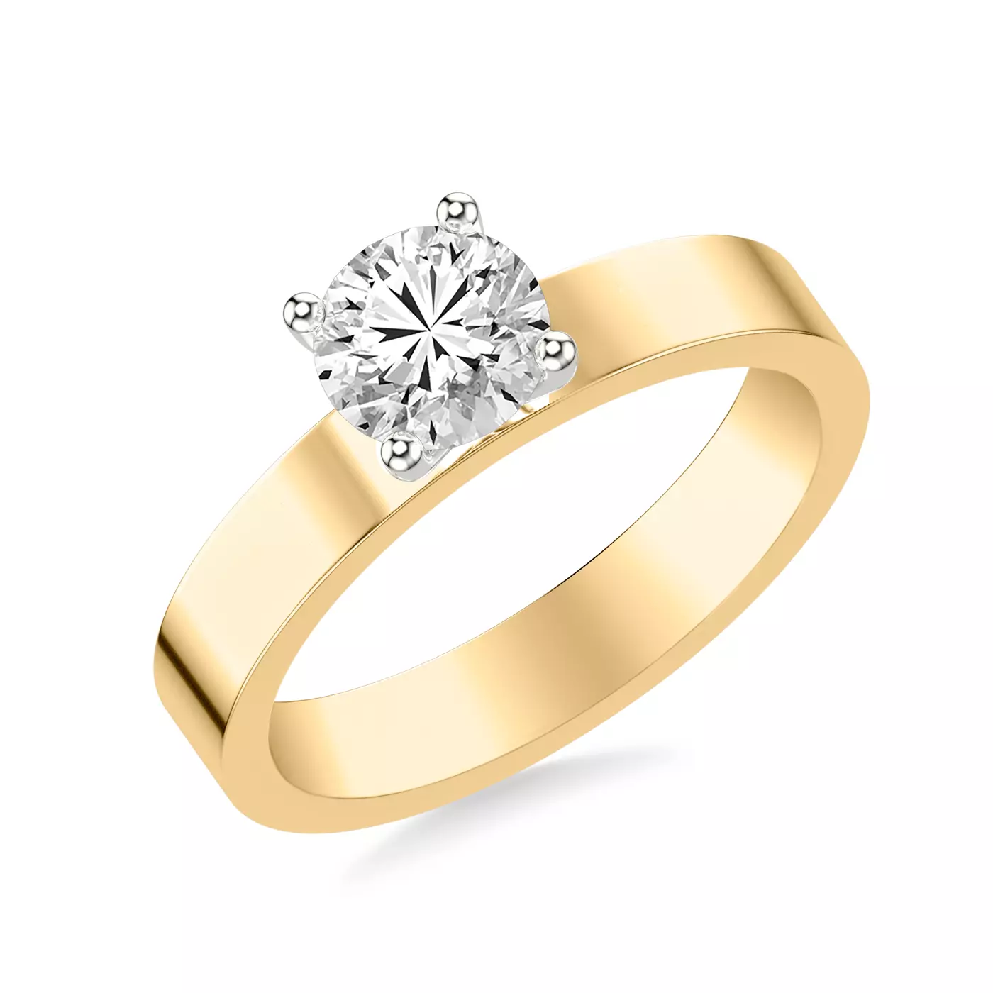 Classic Solitaire Focus Yellow Gold 14k & White Gold 14k Engagement Ring