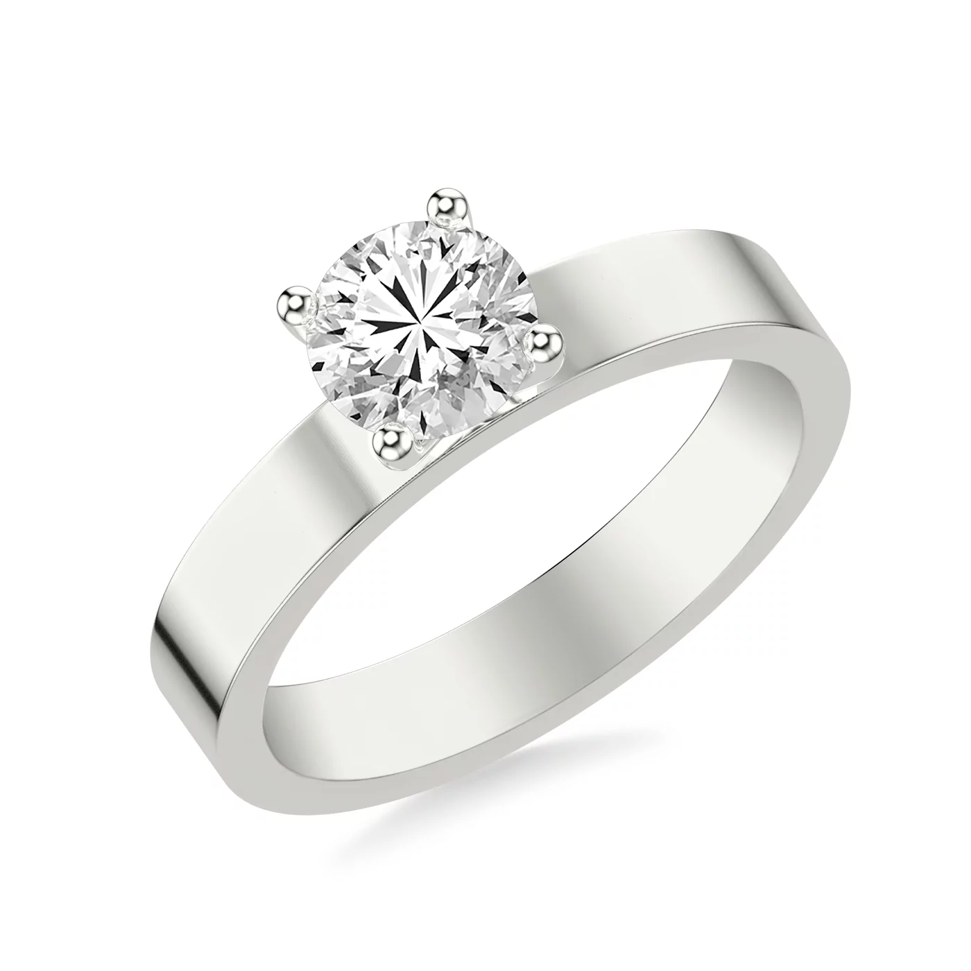 Classic Solitaire Focus 18K White Gold Engagement Ring
