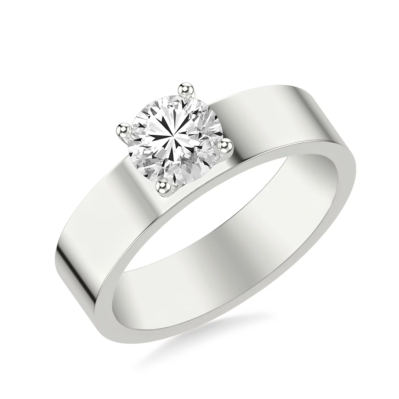 Classic Solitaire Focus 18K White Gold Engagement Ring
