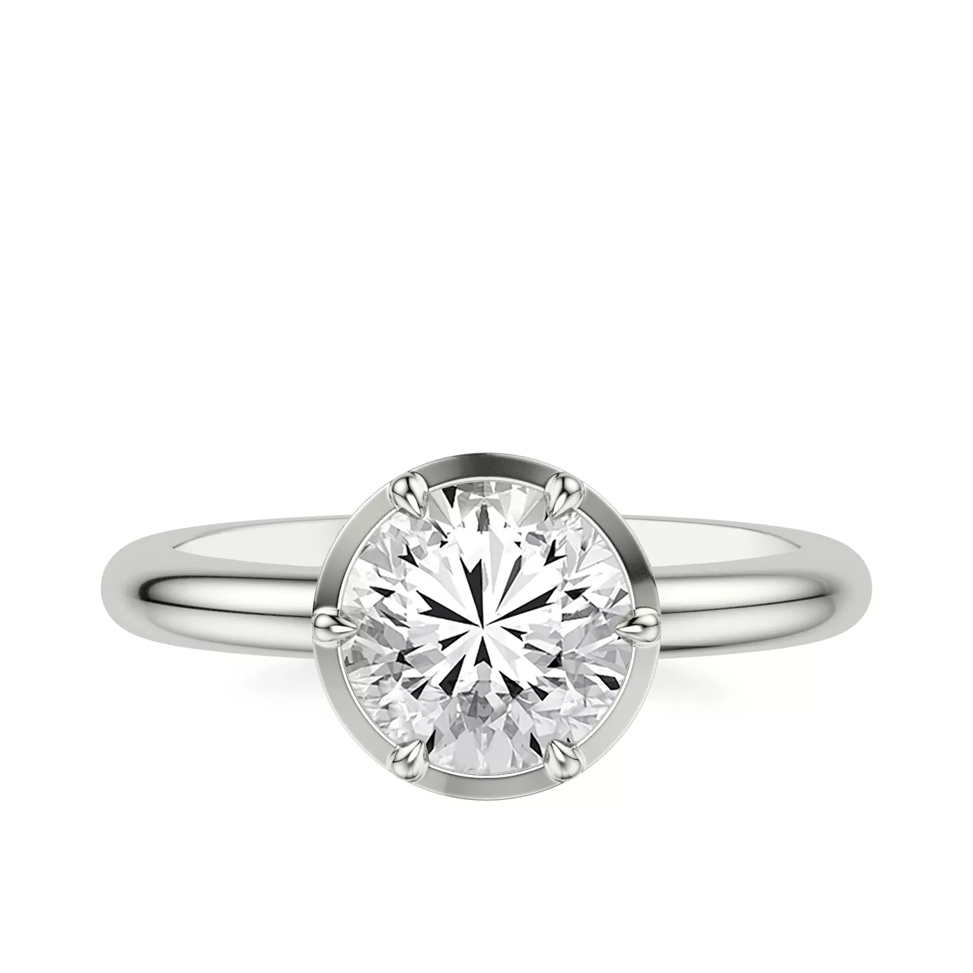 Modern Bezel Setting 14K White Gold Engagement Ring