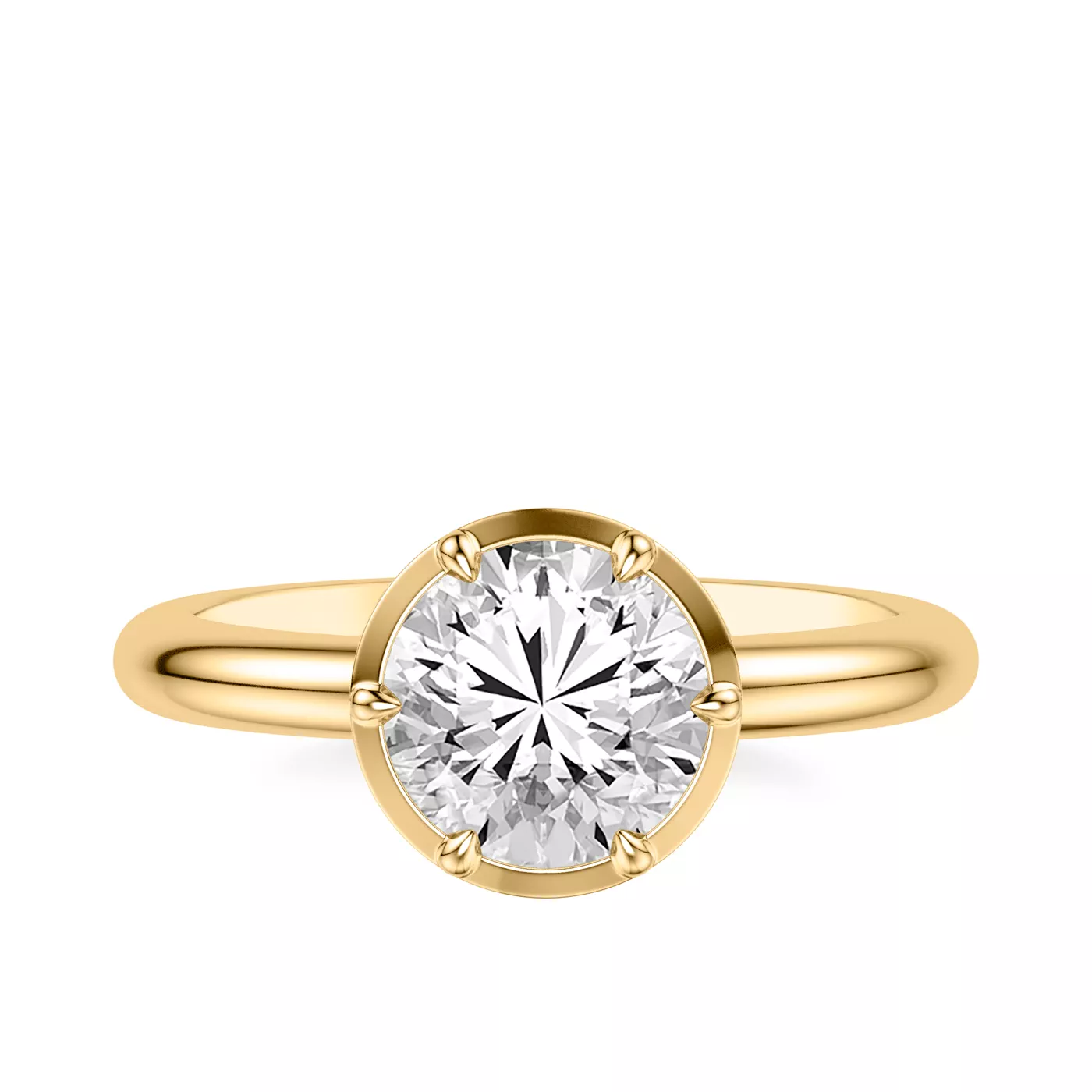Modern Bezel Setting 14K Yellow Gold Engagement Ring
