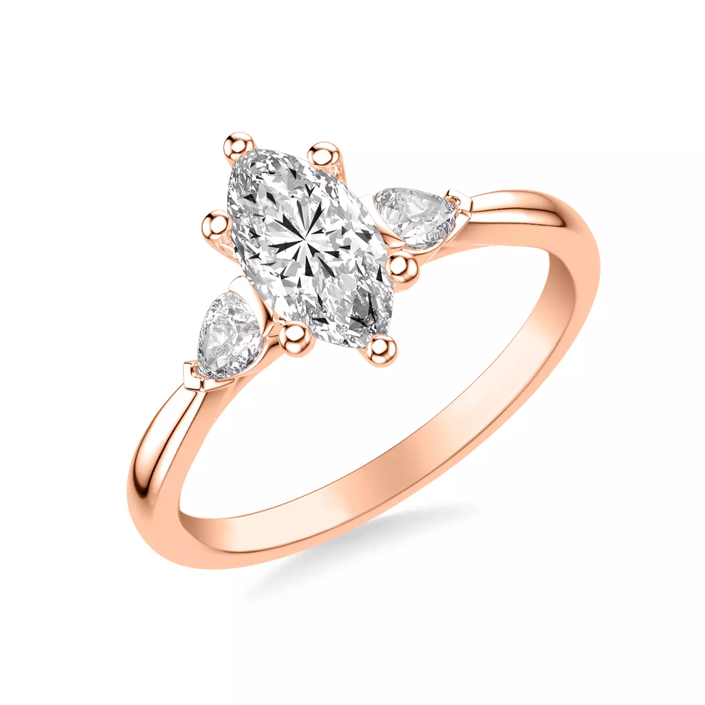 Pear-Shaped Sides 14K Rose Gold Engagement Ring
