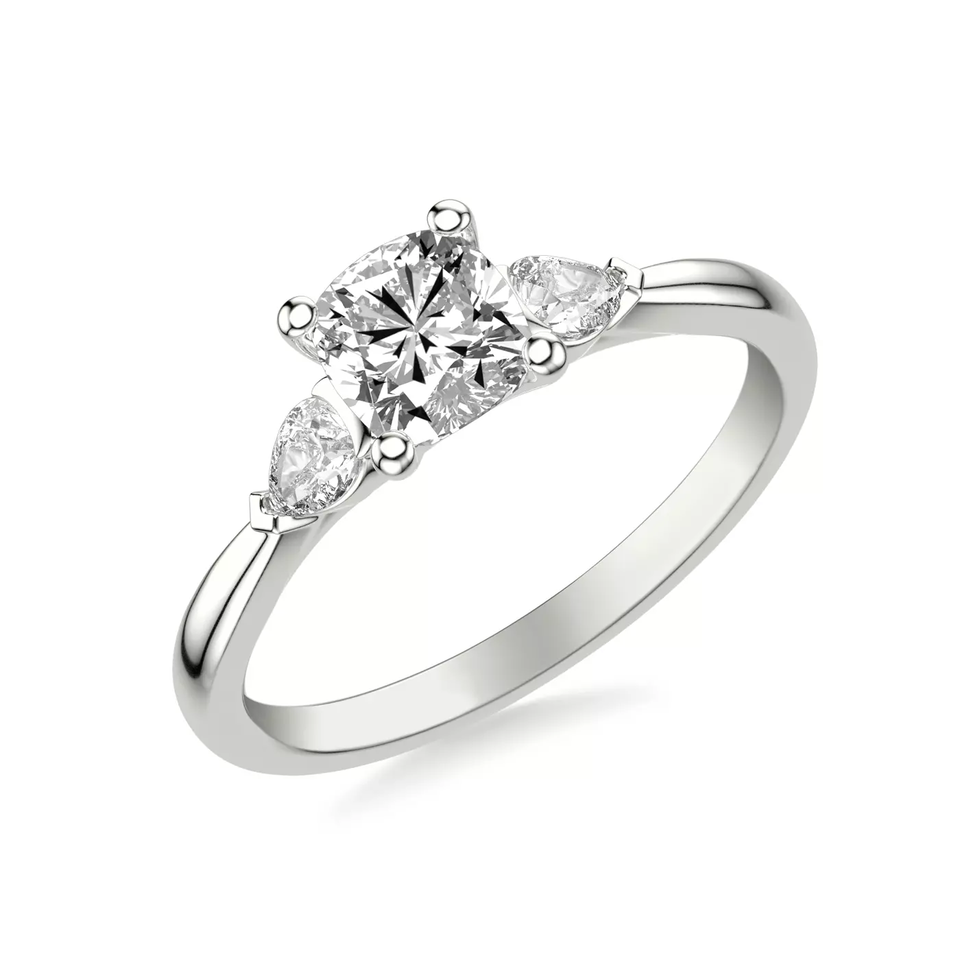 Pear-Shaped Sides Platinum Engagement Ring