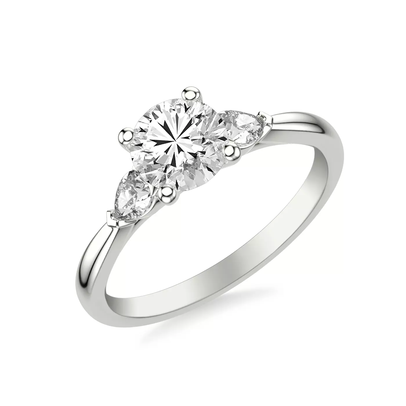 Pear-Shaped Sides Platinum Engagement Ring
