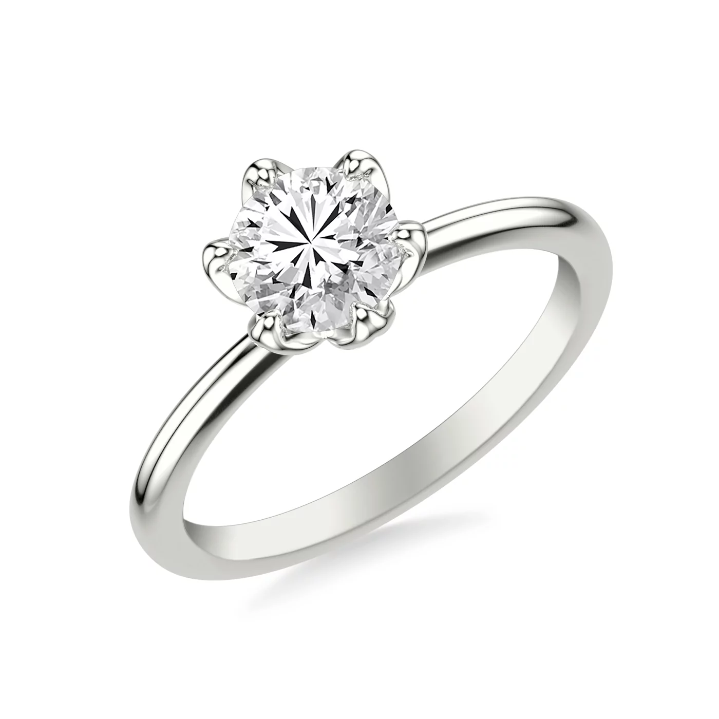Pure Solitaire Focus 18K White Gold Engagement Ring