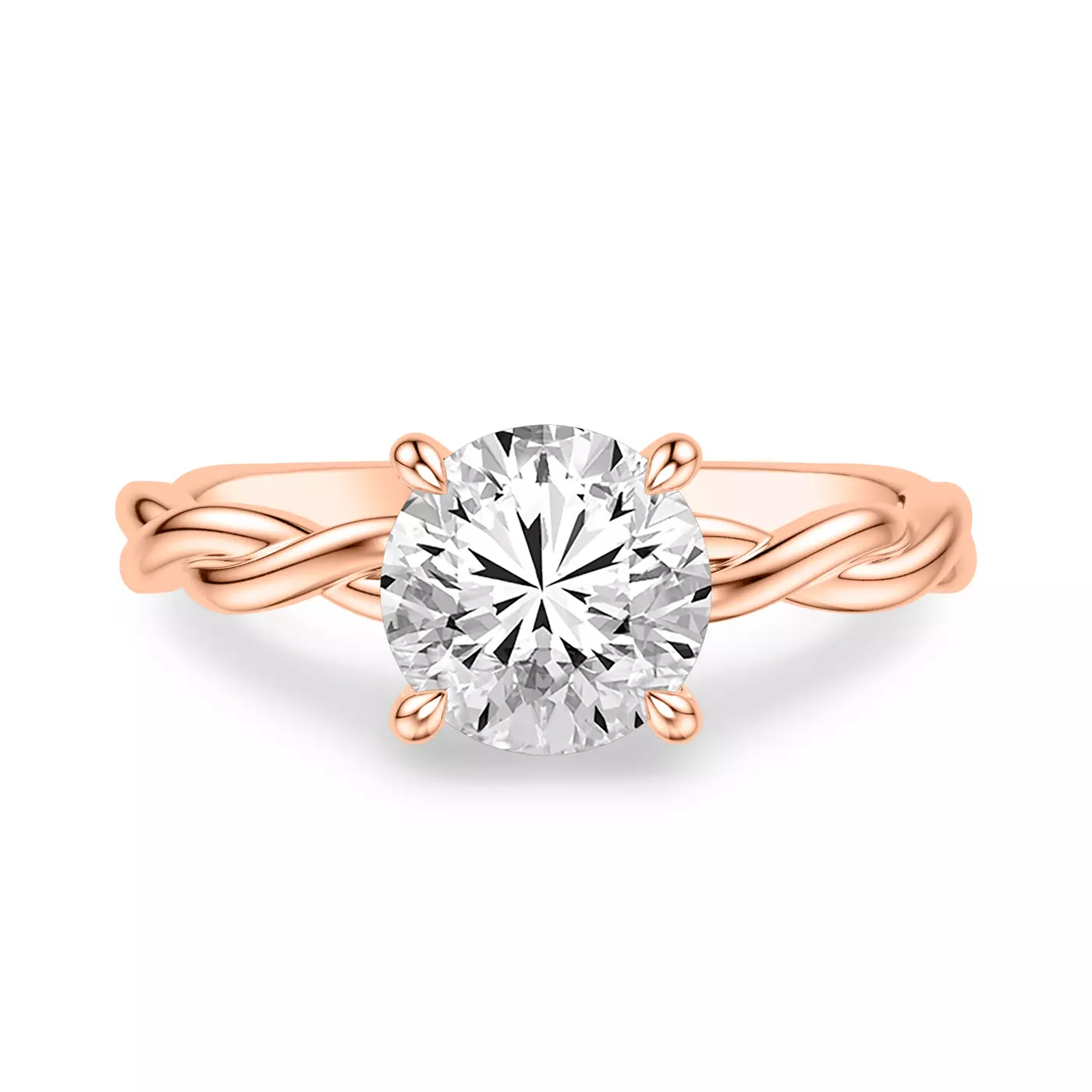 Interwoven Band Detail 14K Rose Gold Engagement Ring