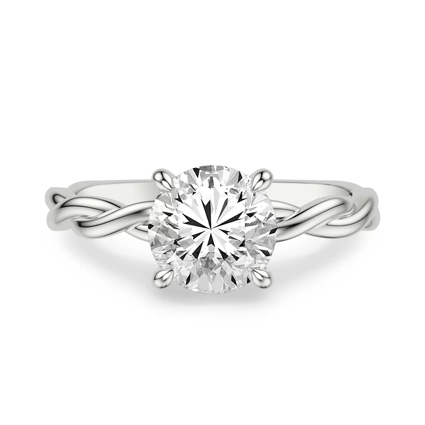 Interwoven Band Detail 14K White Gold Engagement Ring