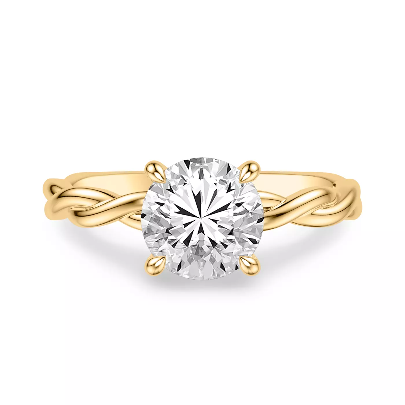 Interwoven Band Detail 14K Yellow Gold Engagement Ring