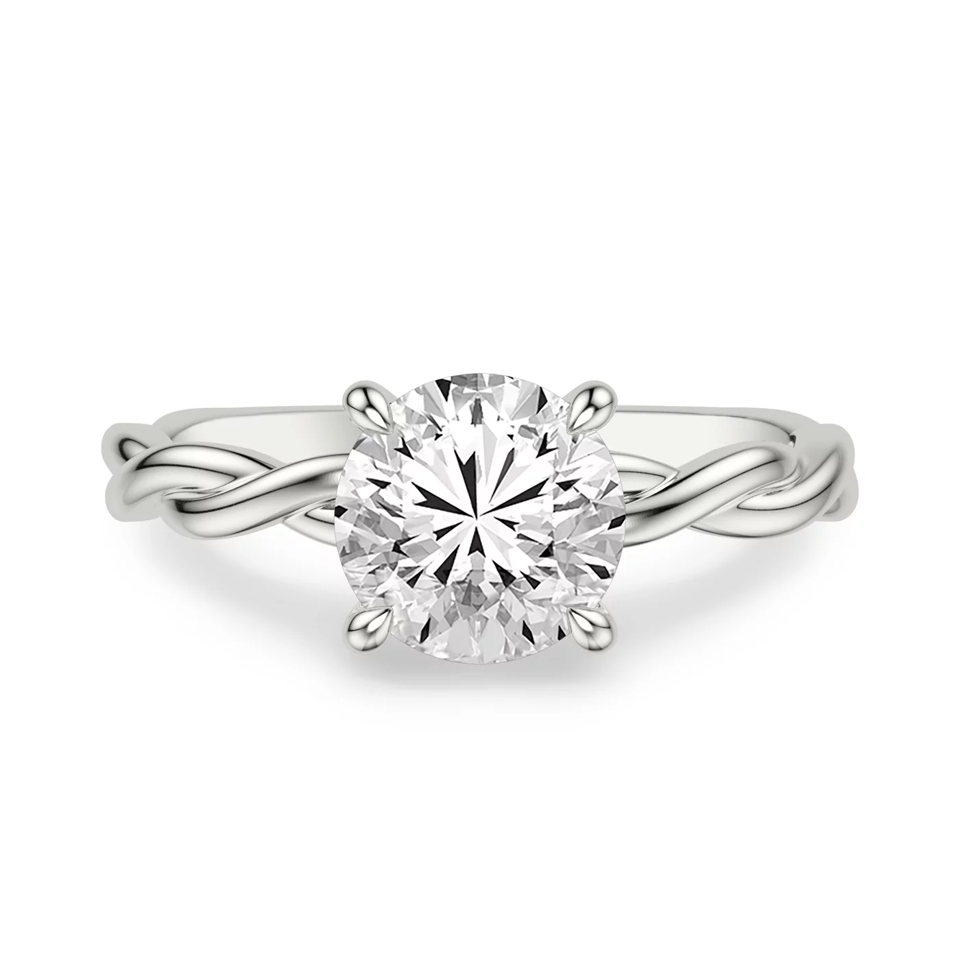 Interwoven Band Detail Platinum Engagement Ring