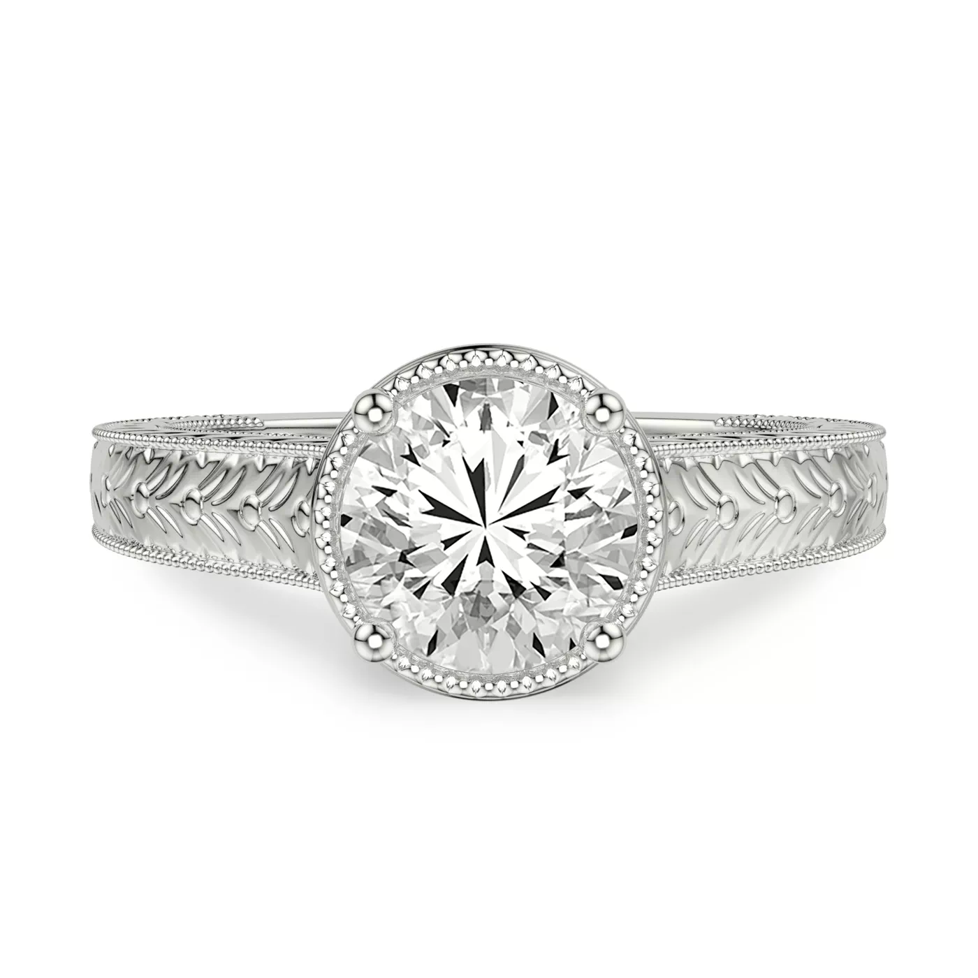 Radiant Halo Frame 18K White Gold Engagement Ring