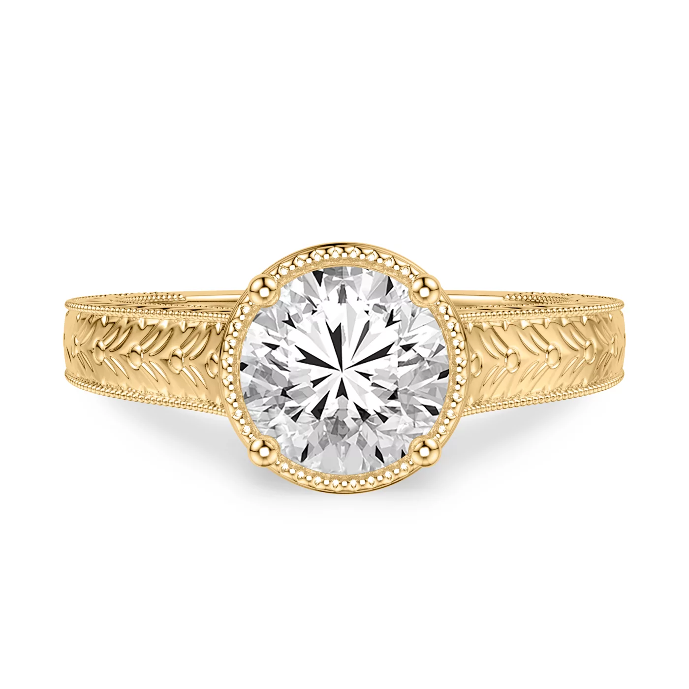 Radiant Halo Frame 18K Yellow Gold Engagement Ring