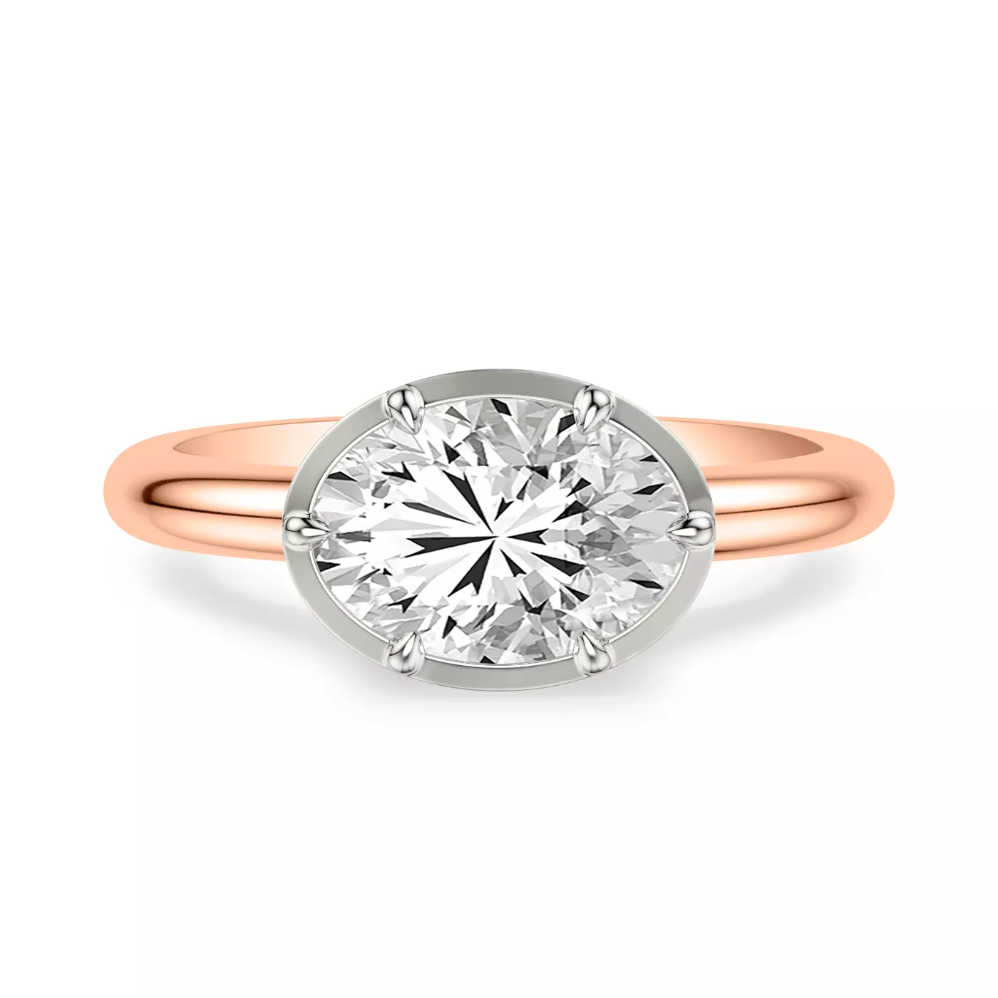 Modern Bezel Setting 14K Rose Gold Engagement Ring