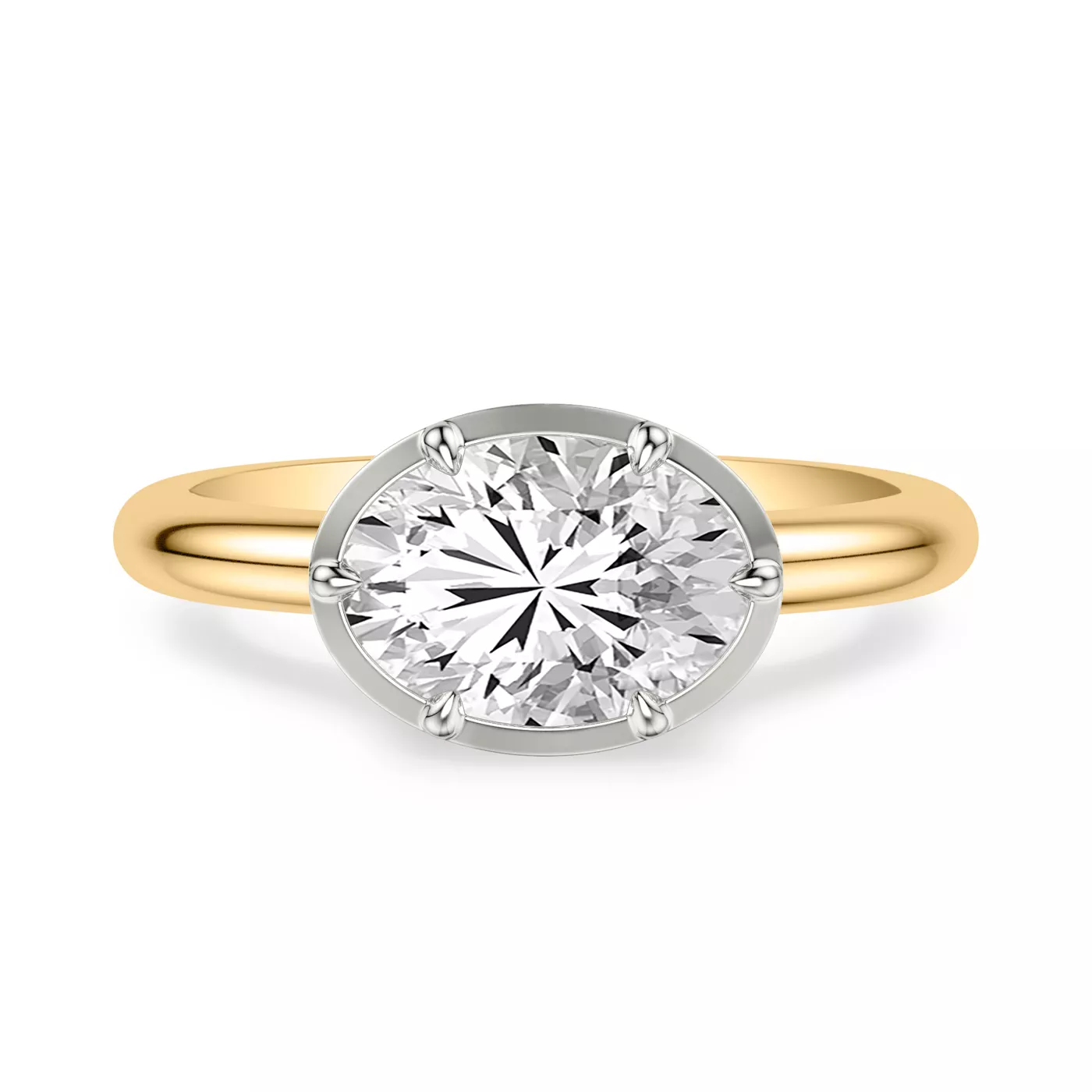 Modern Bezel Setting 14K Yellow Gold Engagement Ring