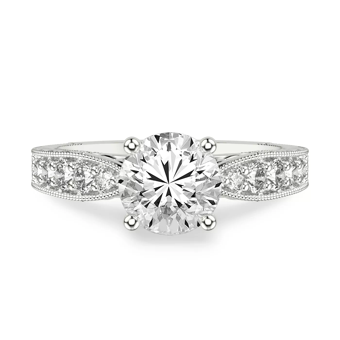 Diamond-Lined Band Platinum Engagement Ring