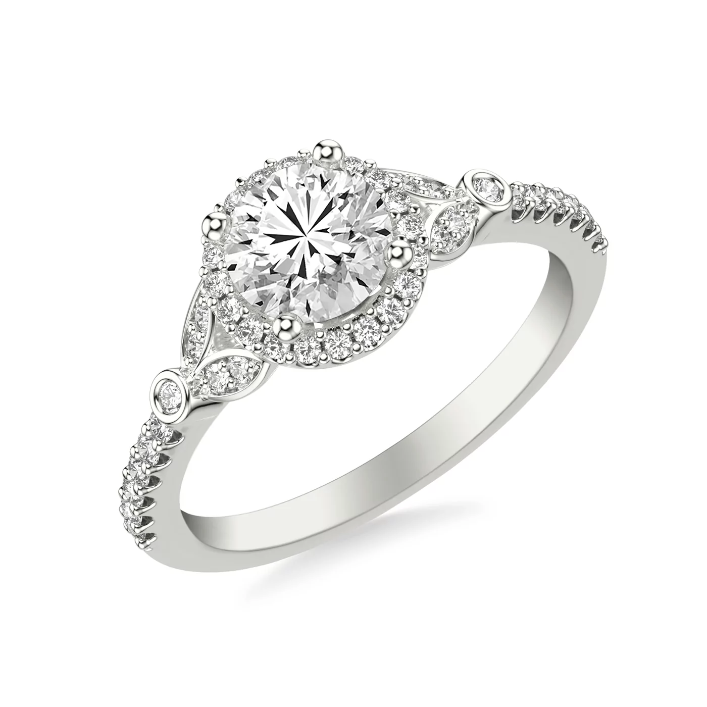 Brilliant Halo Frame 18K White Gold Engagement Ring