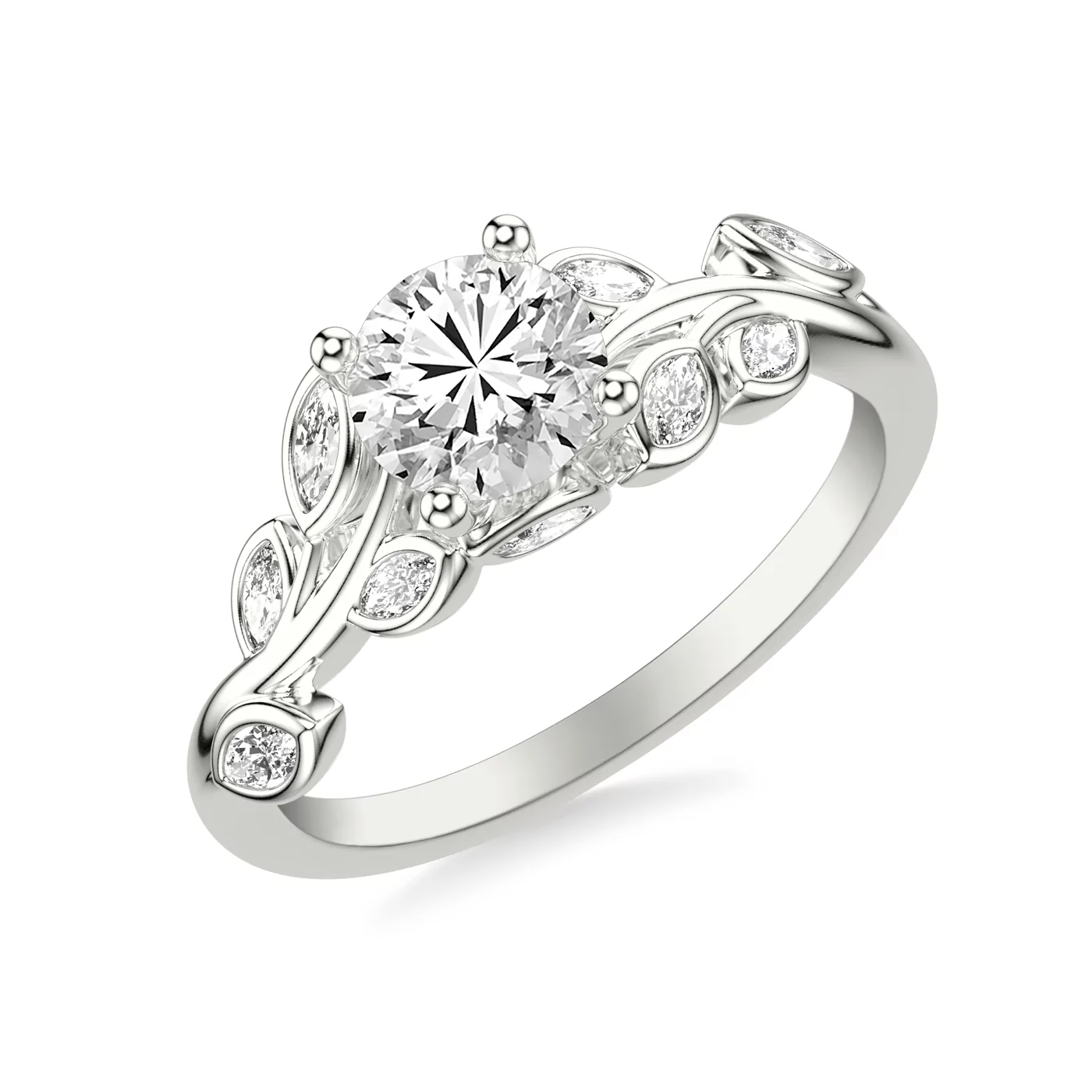 Marquise-Inspired Shape 18K White Gold Engagement Ring