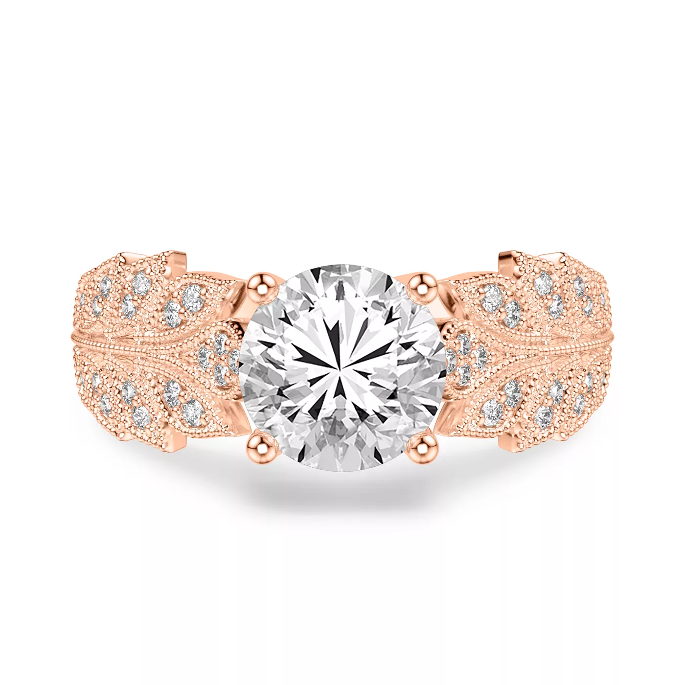 Brilliant Side Accents 14K Rose Gold Engagement Ring
