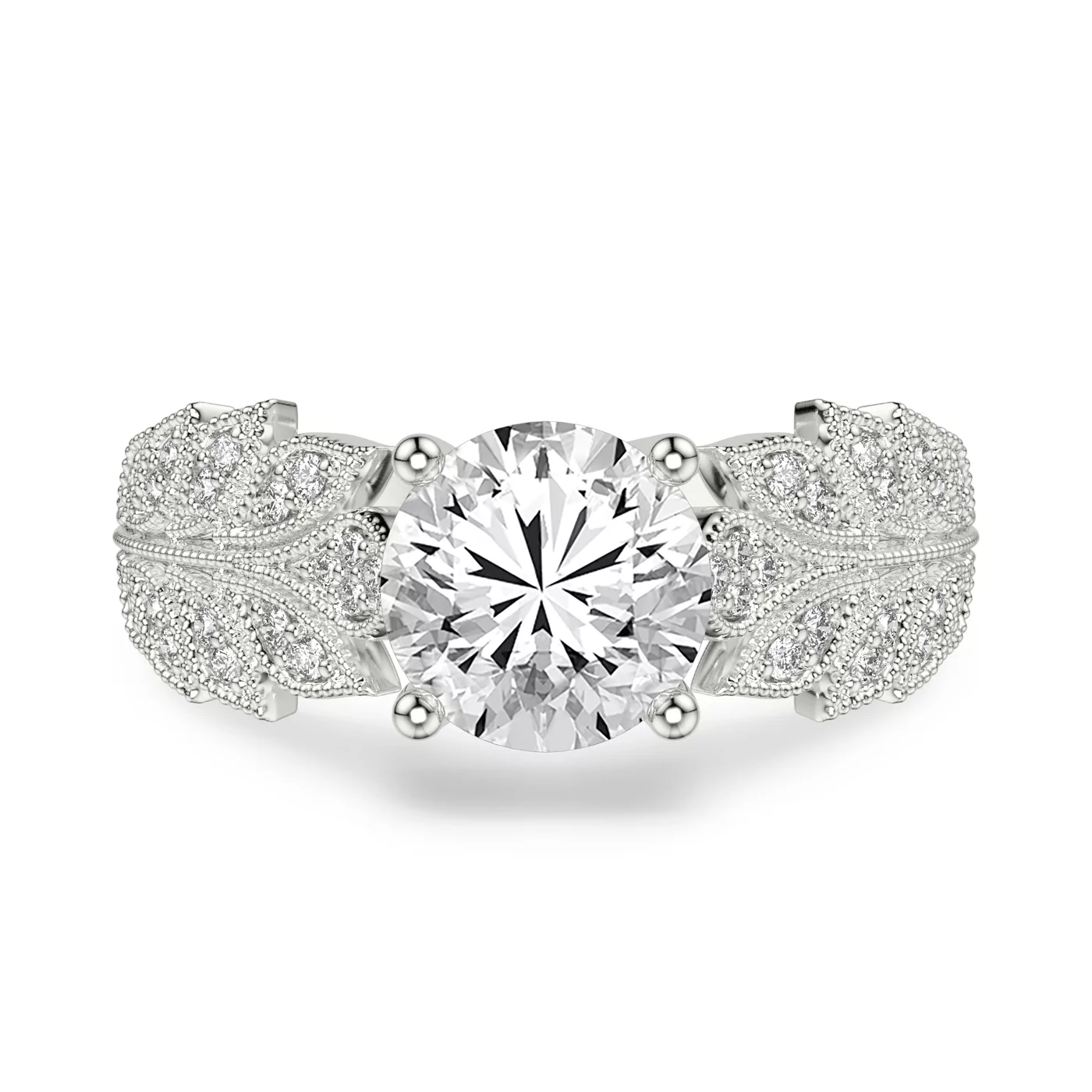 Brilliant Side Accents 14K White Gold Engagement Ring