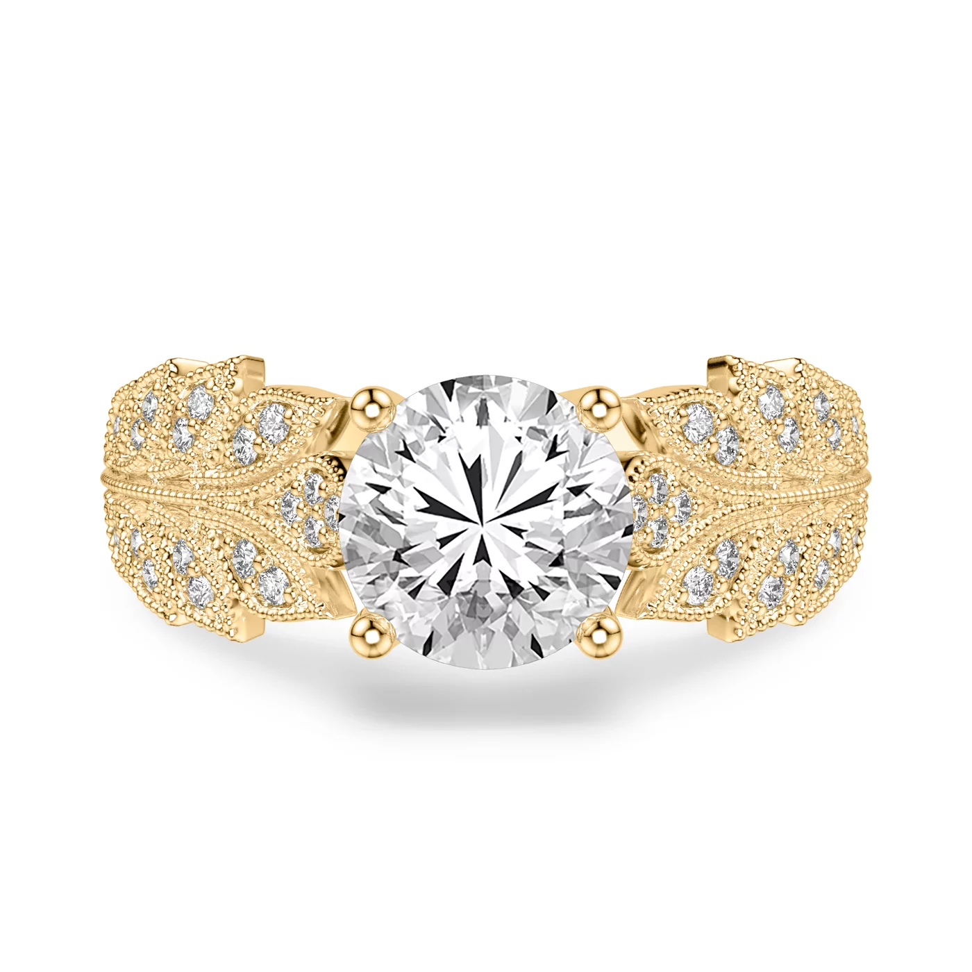 Brilliant Side Accents 14K Yellow Gold Engagement Ring