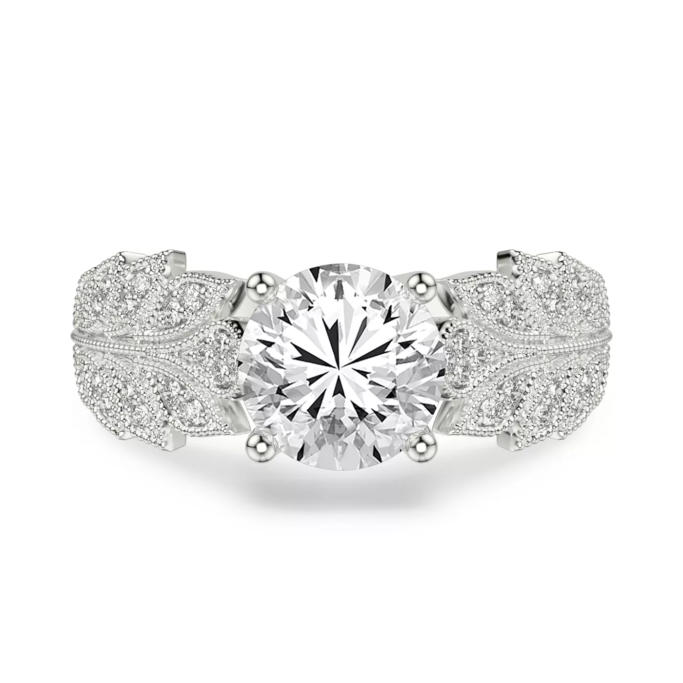 Brilliant Side Accents 18K White Gold Engagement Ring