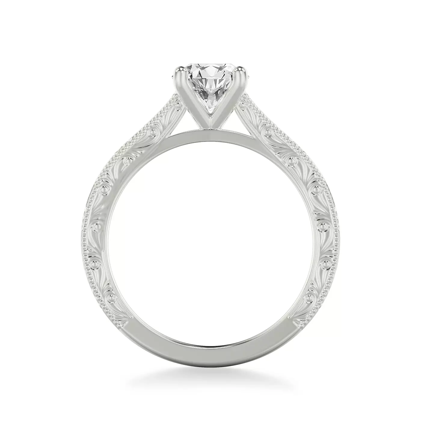 Islay Hand-Engraved Solitaire Engagement Ring - 18K White Gold