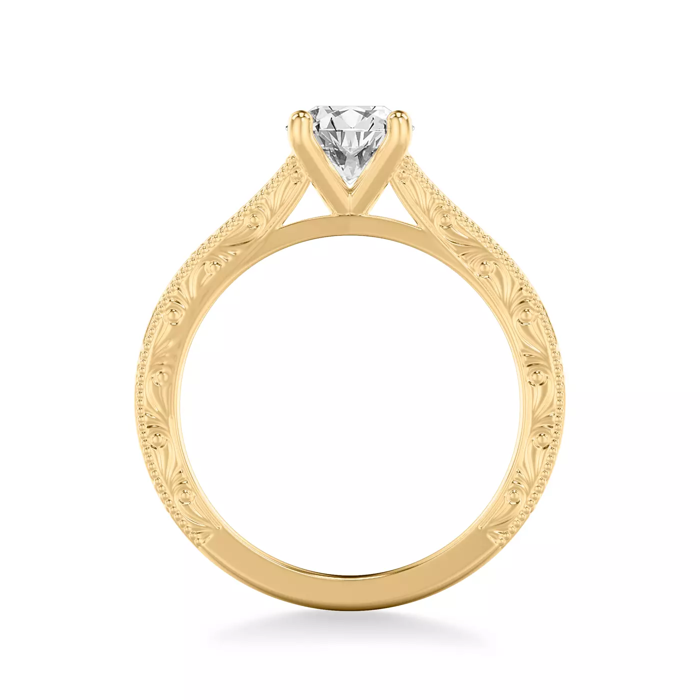 Islay Hand-Engraved Solitaire Engagement Ring - 18K Yellow Gold